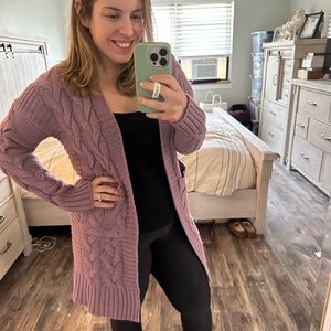 Goodnight Macaroon Ellen Long Cable Knit Open Cardigan - One Size